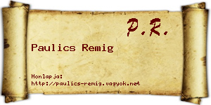 Paulics Remig névjegykártya